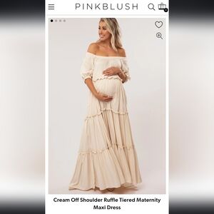 Pinkblush Off the shoulder White Maternity Dress